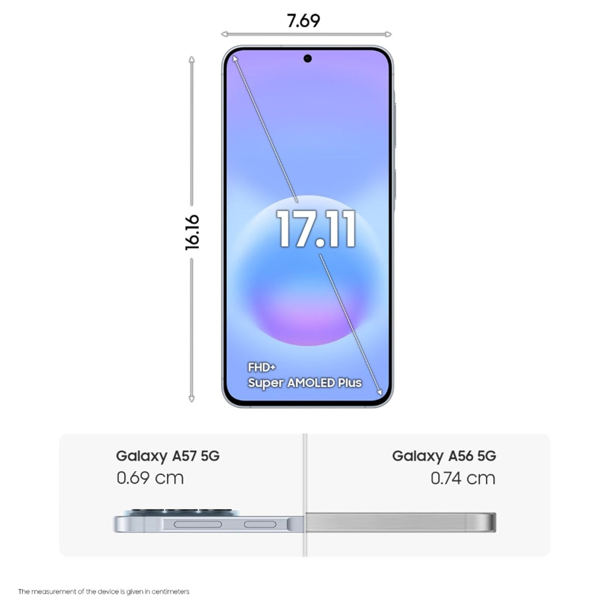 SAMSUNG:SMART PHONES:A57 8/256GB LIGHT BLUE 5G SM-A576BLBF