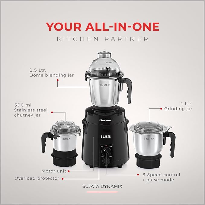 SUJATA:MIXER GRINDER:DYNAMIX BLACK