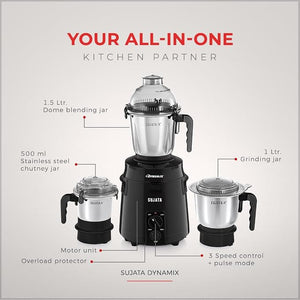 SUJATA:MIXER GRINDER:DYNAMIX BLACK