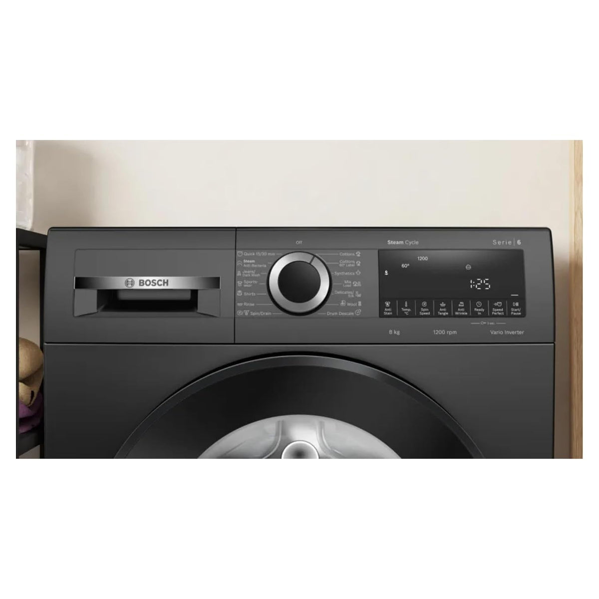BOSCH:WASHING MACHINE:WGA1320TIN 8.0 KG BLACK GREY