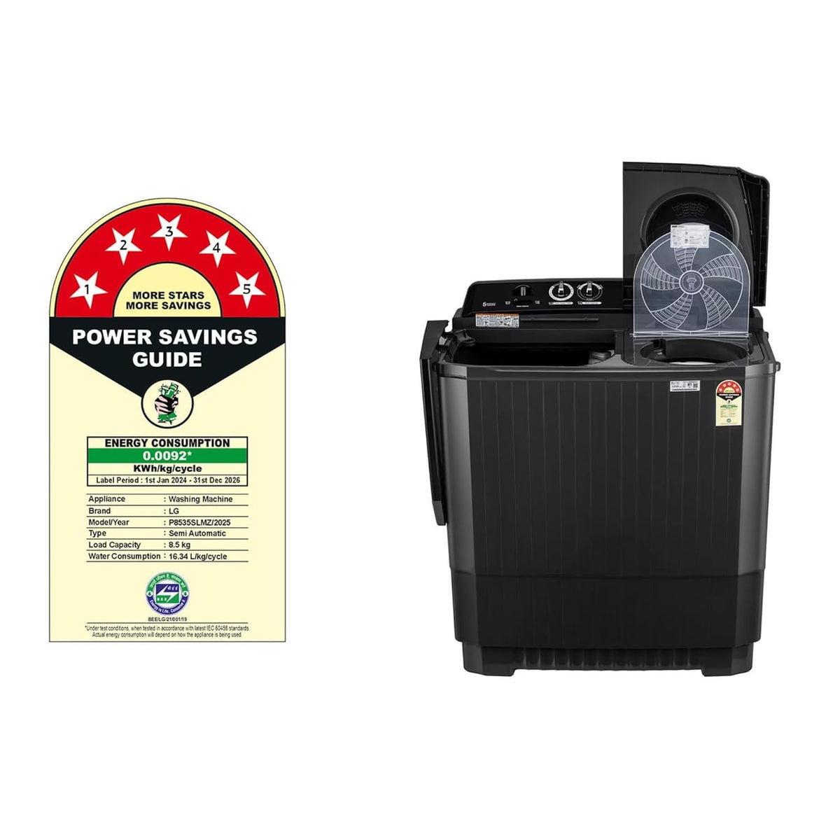 LG:WASHING MACHINE:P8535SLMZ.ABLQEIL 8.5 KG FULL PREMIUM BLACK