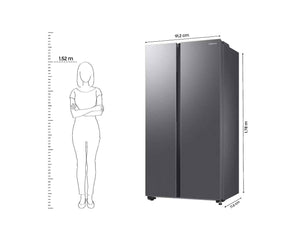 Samsung 643 L Frost Free Side by Side 2 Star Convertible Refrigerator (Refined Inox, RS76CG80X0S9HL/2024)