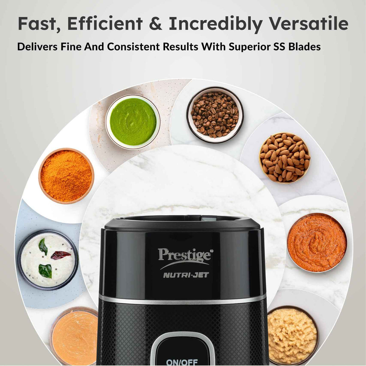 Prestige Nutri-Jet 450 W Juicer Mixer Grinder (450W Motor | 2 Jars | Black)