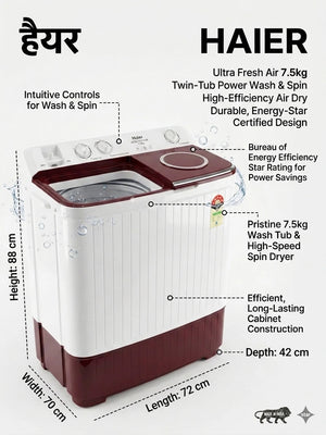 HAIER:WASHING MACHINE:HTW70-1217BR:NOIDA 7 KG OFF WHITE