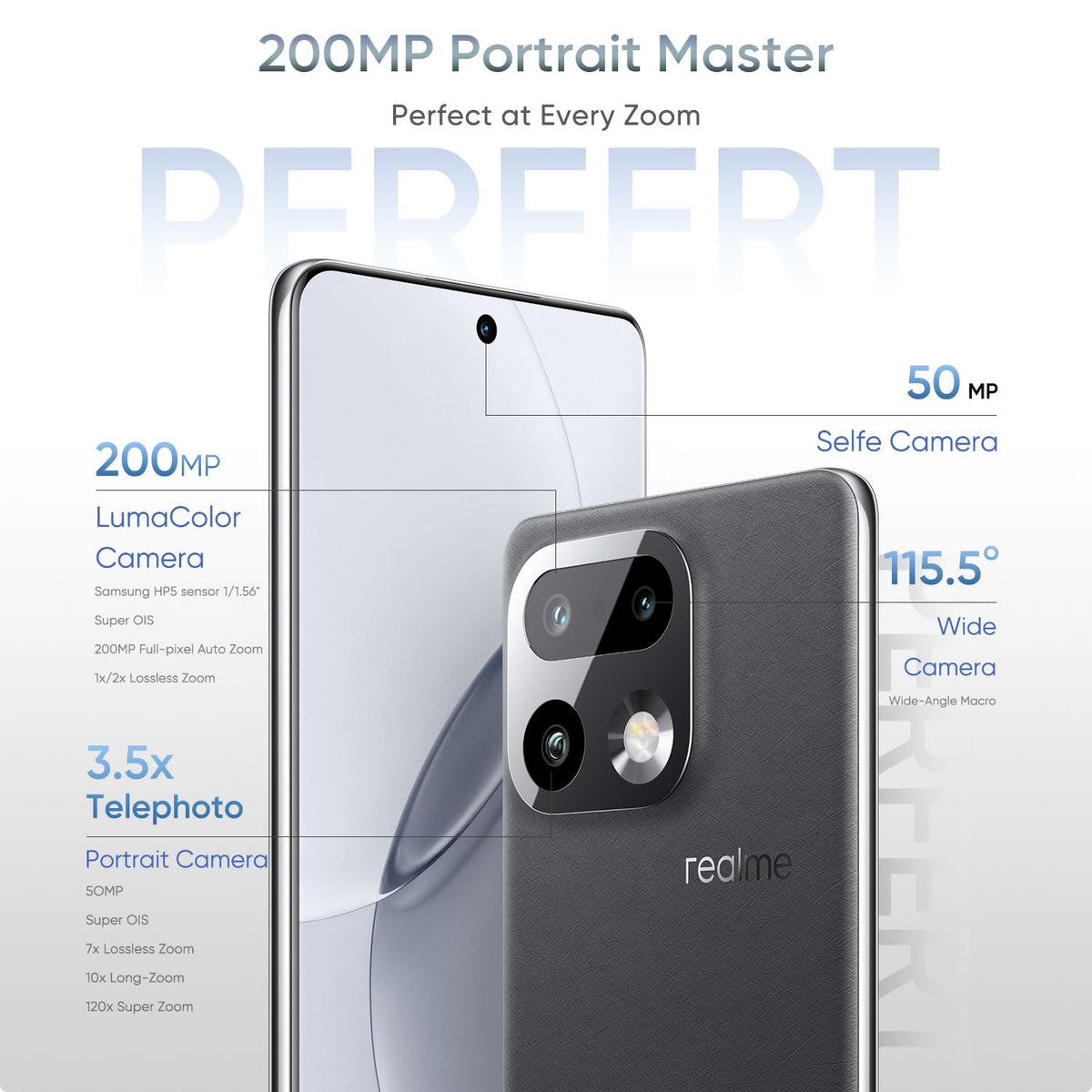 REAL ME:SMART PHONES:16 PRO+ 8/256GB 5G MASTER GREY (RMX5131) (NEW)