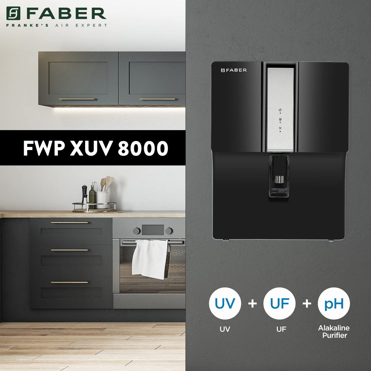 FABER:WATER PURIFIER:FWP XUV 8000 (UV+UF+ ALKALINE)