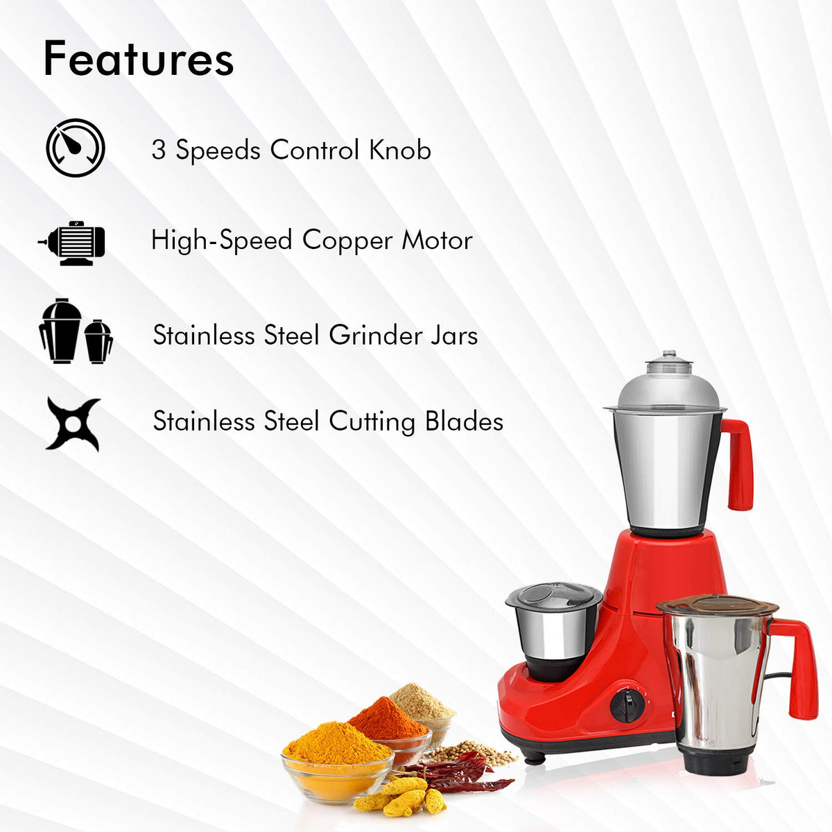 GEEPAS:MIXER GRINDER:750 W 3JAR MIXER GRINDER- GSB44130ID