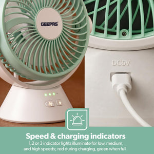 GEEPAS:RECHARGEBLE FAN:GF21242ID- RECHARGABLE MINI FAN WITH LIGHT