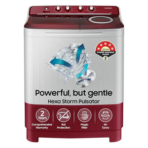 SAMSUNG:WASHING MACHINE:WT75B3200RR/TL 7.5 KG LIGHT GRAY WITH RED BASE