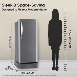 LG:REFRIGERATOR:GLD1956ZAPZ.APZZEBN 185 LTR SHINY STEEL