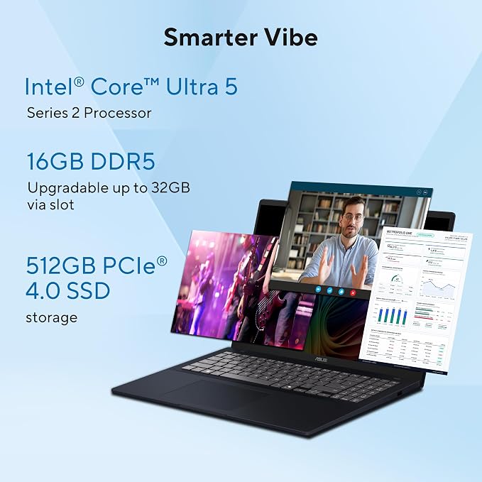 ASUS:LAPTOPS: VIVOBOOK 16 X1607CA-MB349WS ULTRA 5 225H | 16GB | 512GB SSD | 16" FHD+ | WIN 11 | MSO | QUIET BLUE