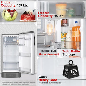 LG:REFRIGERATOR:GLD1956ZAPZ.APZZEBN 185 LTR SHINY STEEL