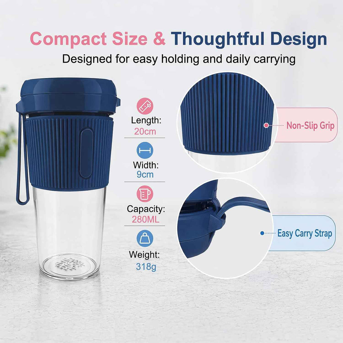 Mr. Light Rechargeable Personal Juicer | 280ML | 30W | Multicolour | MR 5005