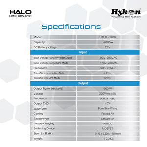 Hykon Halo 1200VA Lithium Inverter - Oxygen The Digital Expert