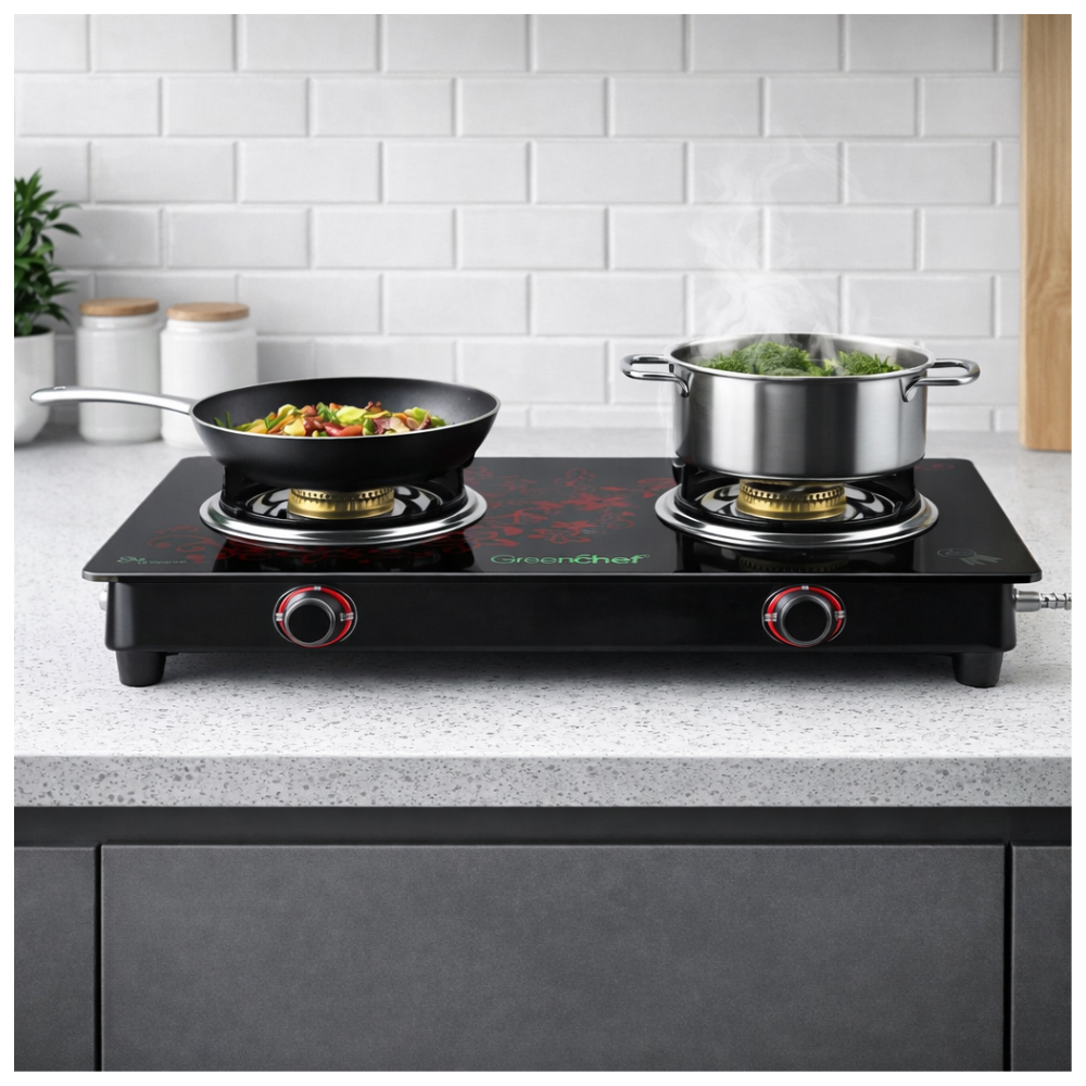 GREENCHEF:GAS STOVE:BLISS 2B GLASS TOP