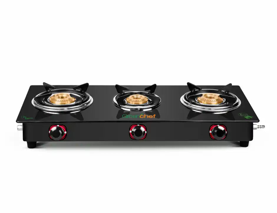 GREEN CHEFF:GAS STOVE:1040 GC GT LPG STOVE- T/B ELON 3BR GLASSTOP