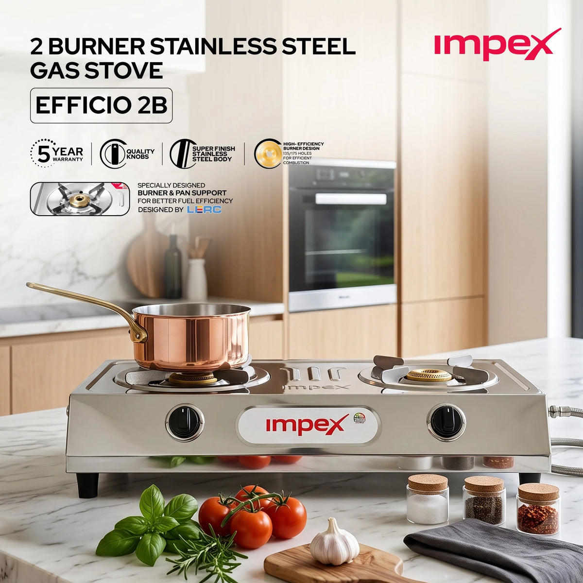 IMPEX:GAS STOVE:SS EFFICIO 2B