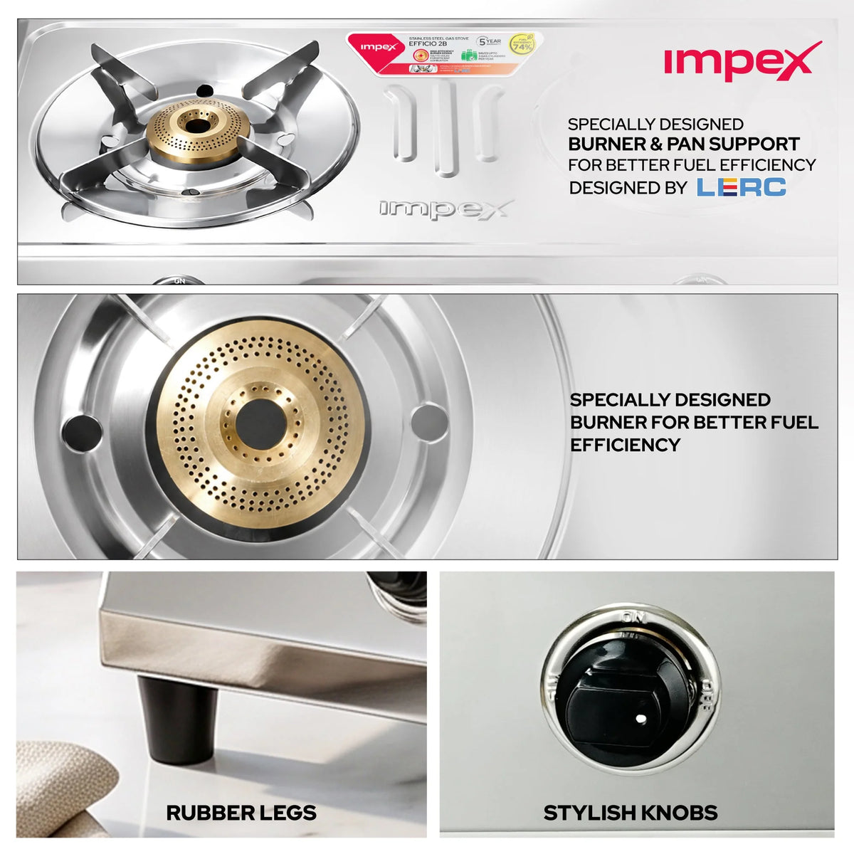 IMPEX:GAS STOVE:SS EFFICIO 2B