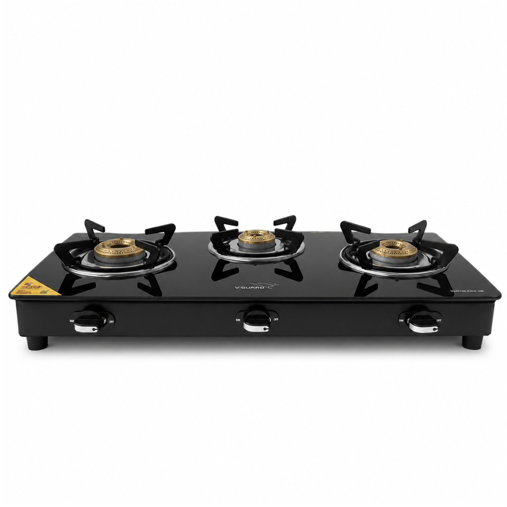 V GUARD:GAS STOVE:Idalia PRO 3B Glass Top Gas Stove