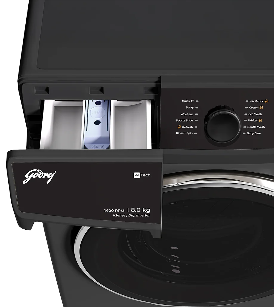 GODREJ:WASHING MACHINE:WFEON RGL 8014 5.0 IDCRM MTBK 8.0 KG BLACK