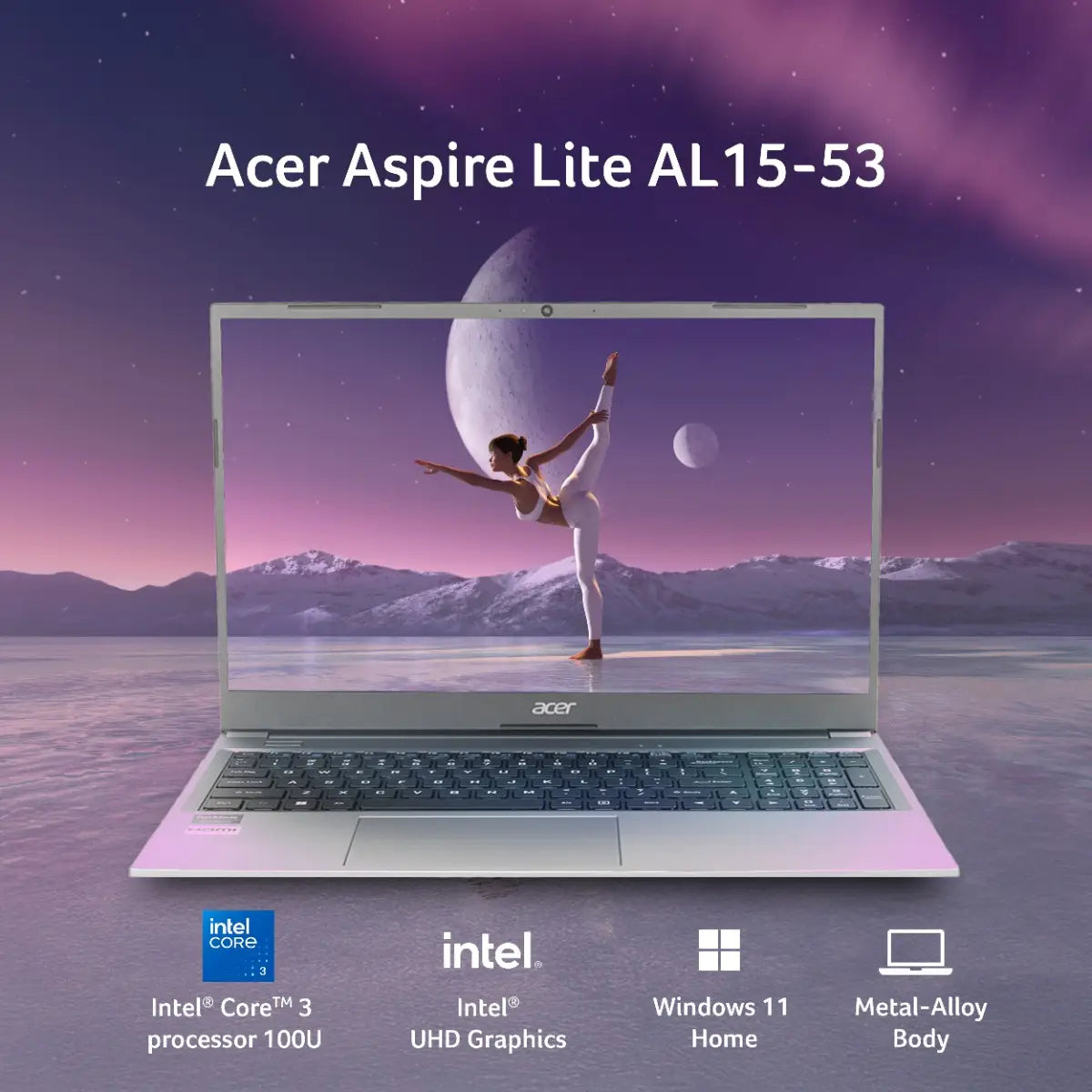 ACER:LAPTOPS: ASPIRE LITE UN.34ESI.02X CORE 3 100U | 8GB | 256GB SSD | 15" FHD IPS | WIN 11 | STEEL GRAY
