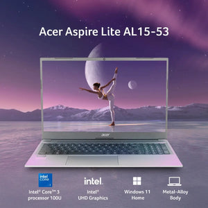 ACER:LAPTOPS: ASPIRE LITE UN.34ESI.02X CORE 3 100U | 8GB | 256GB SSD | 15" FHD IPS | WIN 11 | STEEL GRAY