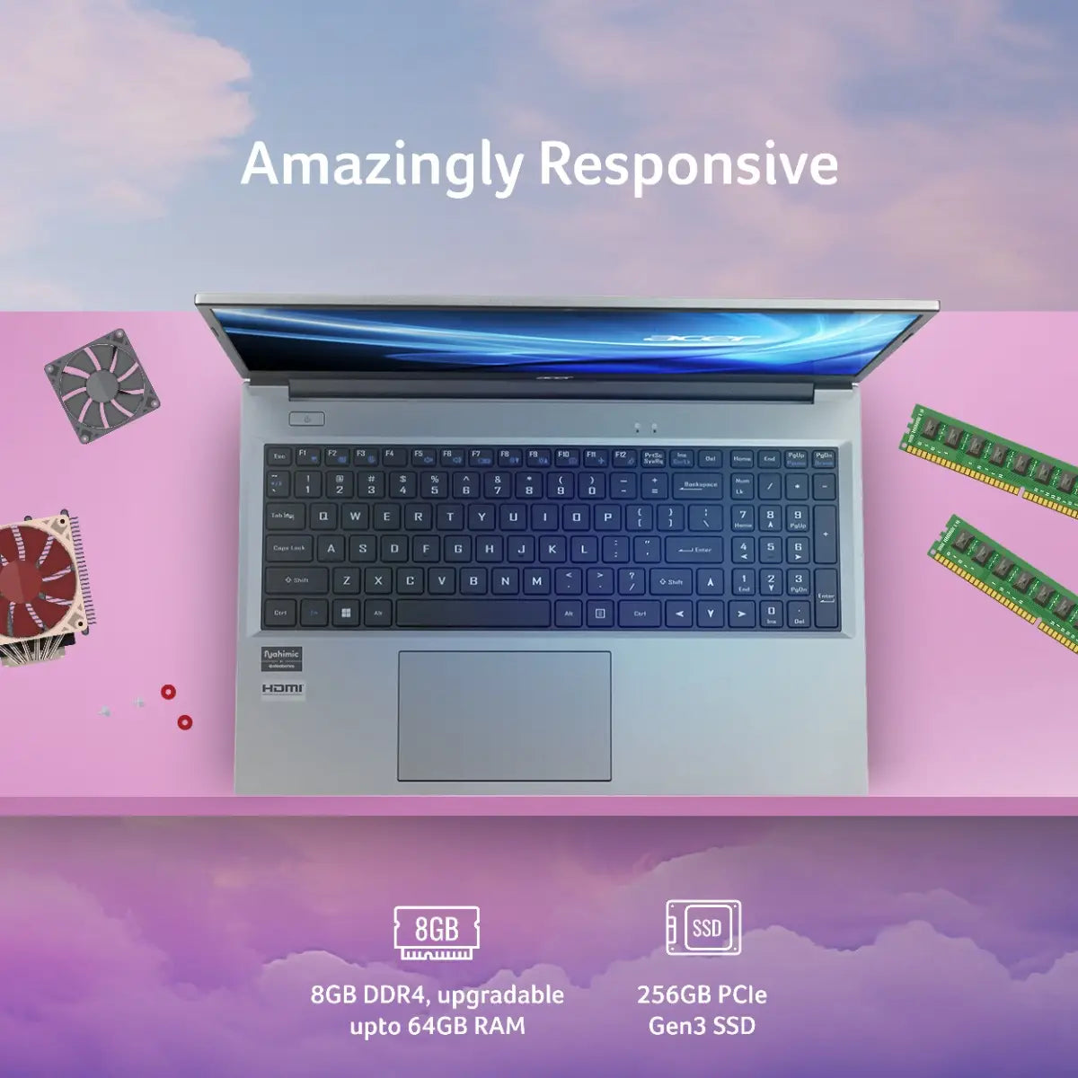ACER:LAPTOPS: ASPIRE LITE UN.34ESI.02X CORE 3 100U | 8GB | 256GB SSD | 15" FHD IPS | WIN 11 | STEEL GRAY