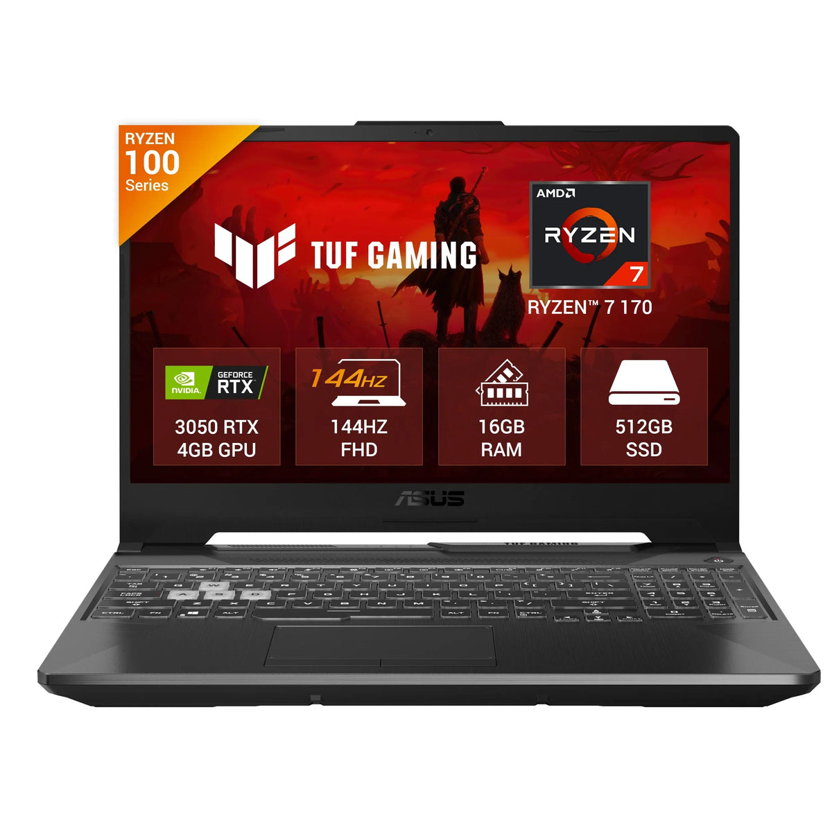 ASUS:LAPTOPS: TUF A15 FA506NCQ-IN080W RYZEN 7 170 | 16GB | 512GB SSD | 15.6" FHD 144HZ | RTX 3050 4GB | WIN 11 | GRAPHITE BLACK