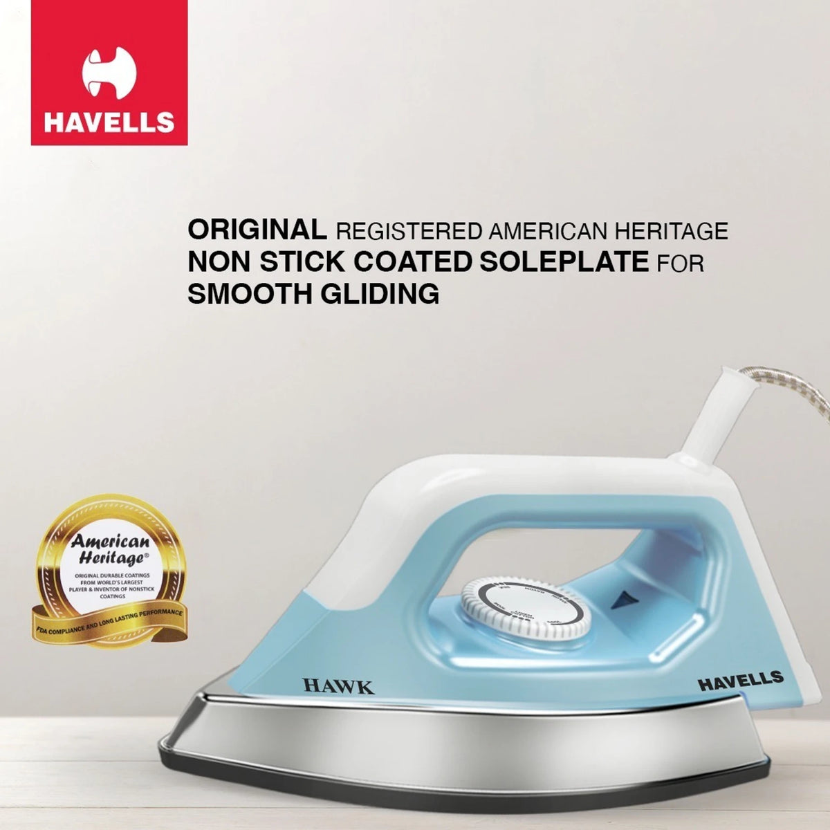 HAVELLS:IRON BOX:DRY IRO HAWK BLUE 1100 W