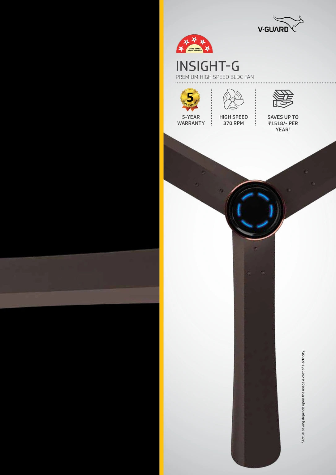 V GUARD:CEILING FAN:INSIGHT-G 1200 MM ELEGANCE BROWN MATTE BLDC