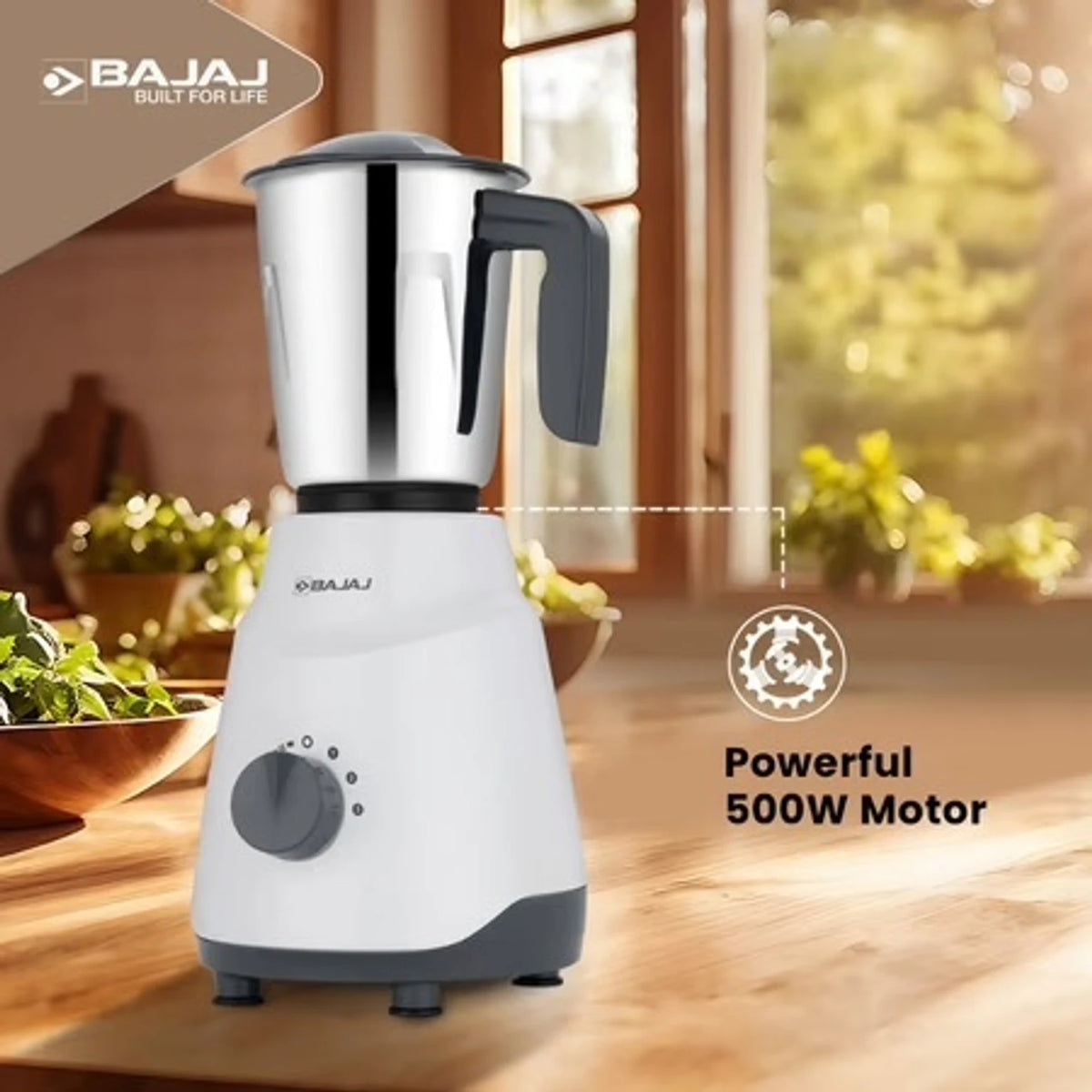 BAJAJ:MIXER GRINDER:KOMPACT 500W 3 JAR