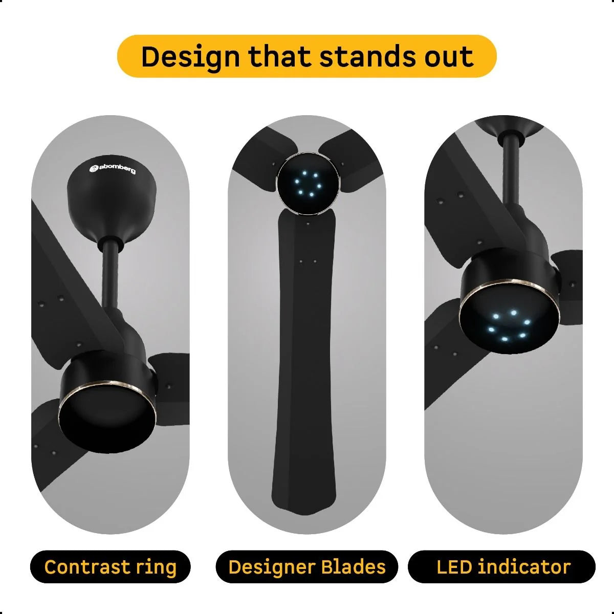 ATOMBERG:CEILING FAN:RENESA HALO SMART 1200MM WITH REMOTE CONTROL | MIDNIGHT BLACK