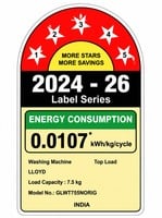LLOYD:WASHING MACHINE:GLWT755NORIG 7.5 KG INOX GRAPHITE