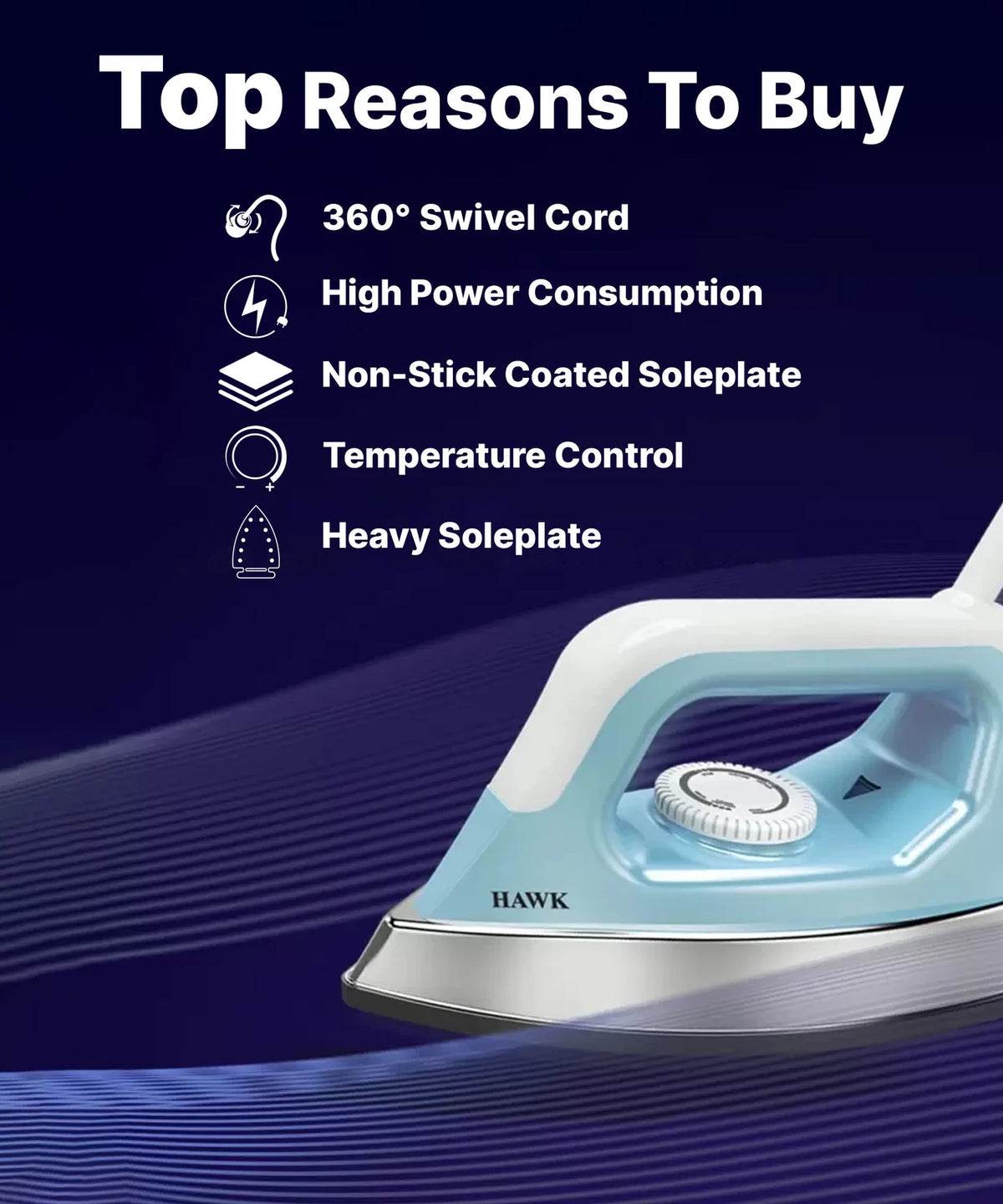 HAVELLS:IRON BOX:DRY IRO HAWK BLUE 1100 W