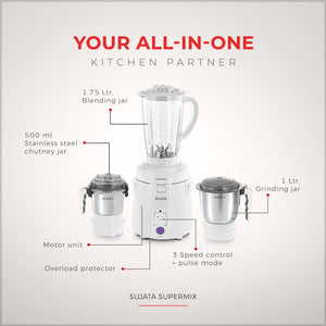 SUJATA:MIXER GRINDER:SUPERMIX 3 JAR