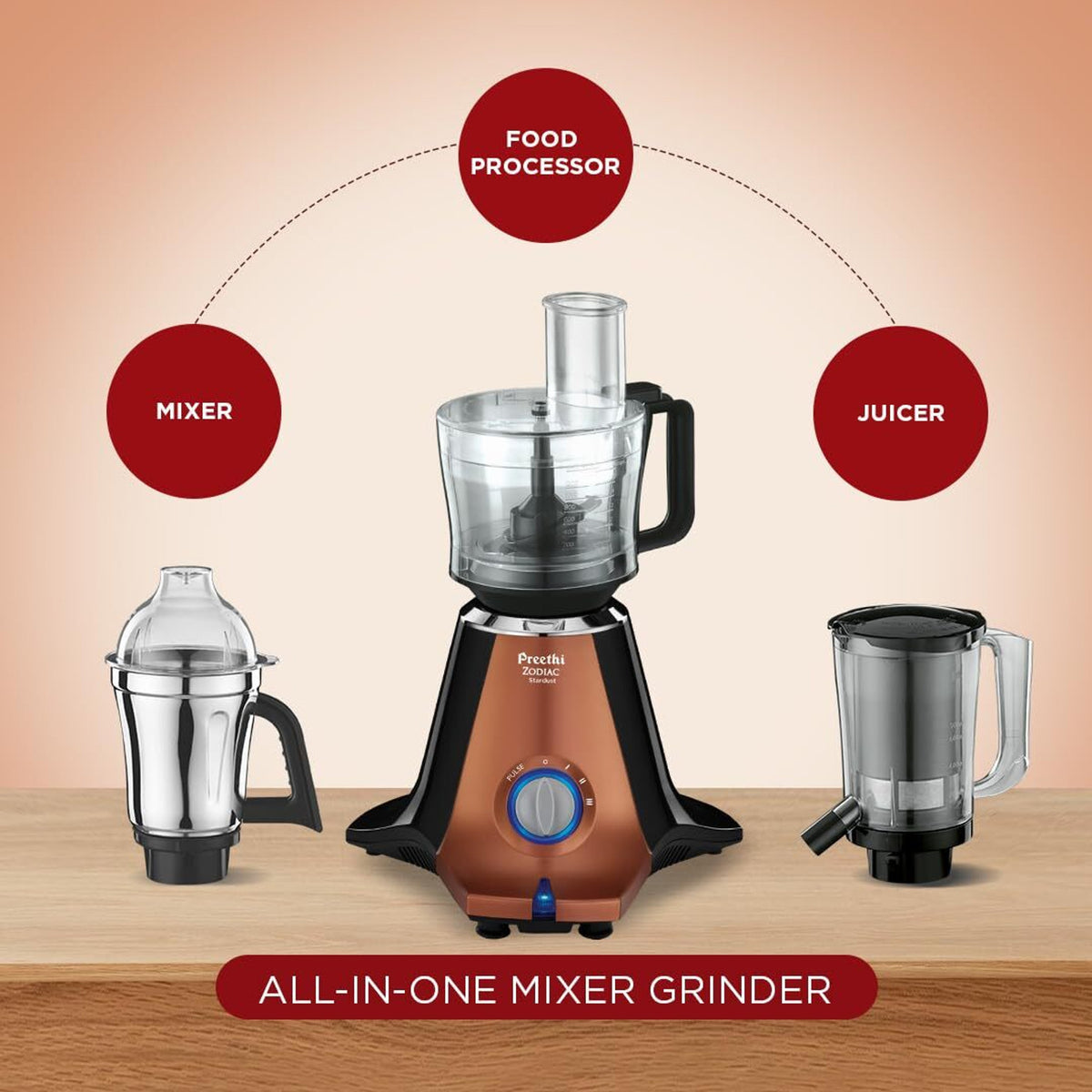 PREETHI:MIXER GRINDER:ZODIAC STARDUST