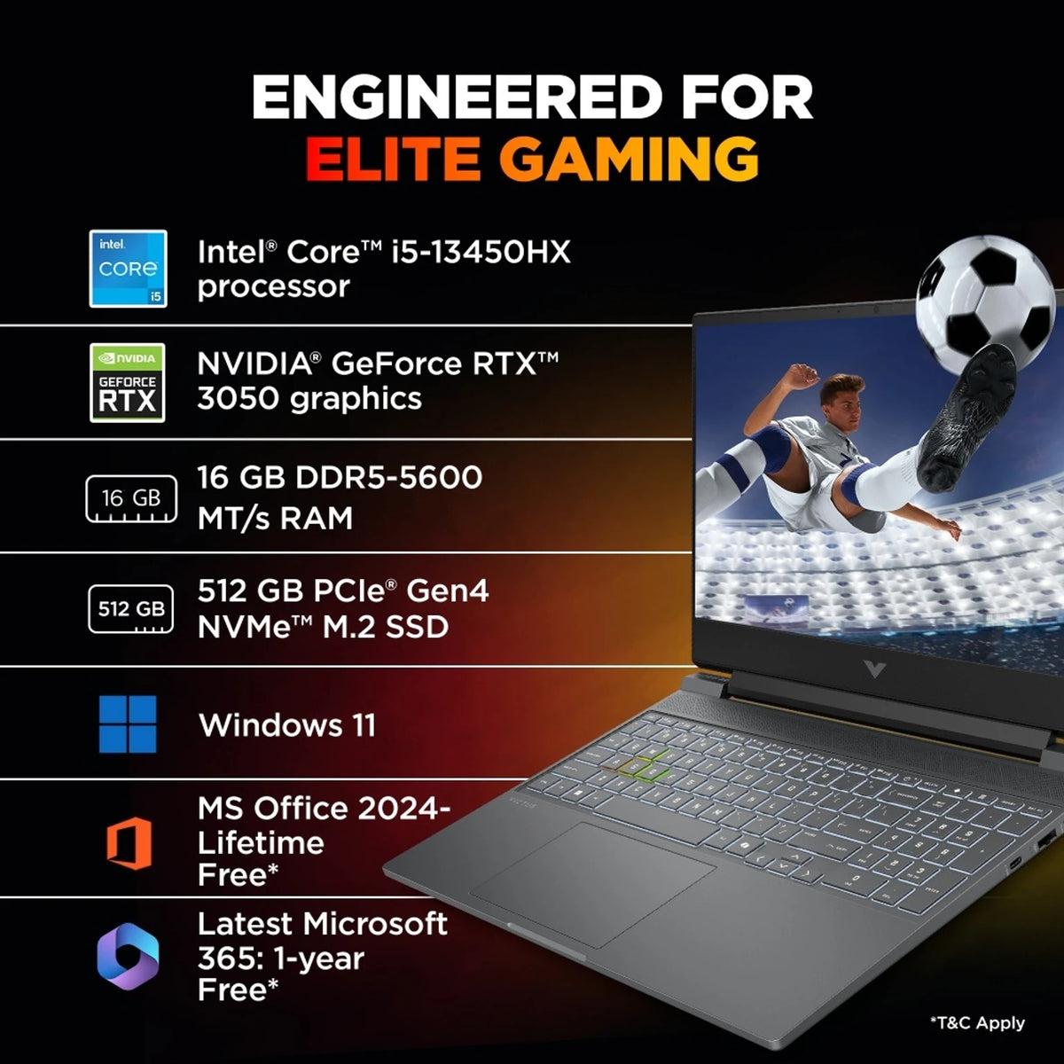 HP:LAPTOPS: VICTUS 15-fa2652TX i5 13450HX | 16GB | 512GB SSD | 15.6" FHD | RTX 3050 6GB GFX | WIN 11 | BLACK