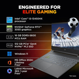HP:LAPTOPS: VICTUS 15-fa2652TX i5 13450HX | 16GB | 512GB SSD | 15.6" FHD | RTX 3050 6GB GFX | WIN 11 | BLACK