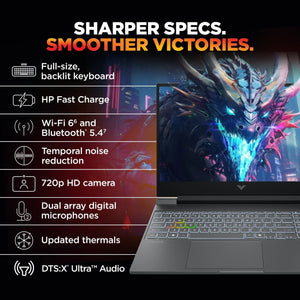 HP:LAPTOPS: VICTUS 15-fa2652TX i5 13450HX | 16GB | 512GB SSD | 15.6" FHD | RTX 3050 6GB GFX | WIN 11 | BLACK
