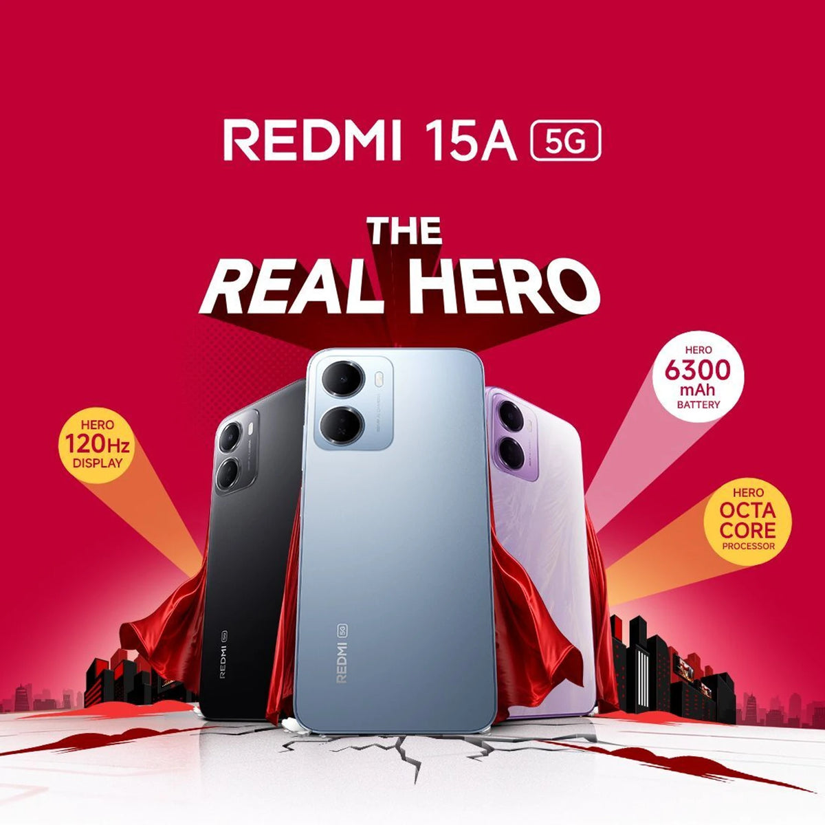 XIAOMI:SMART PHONES:REDMI 15A 6/128GB AWESOME BLUE