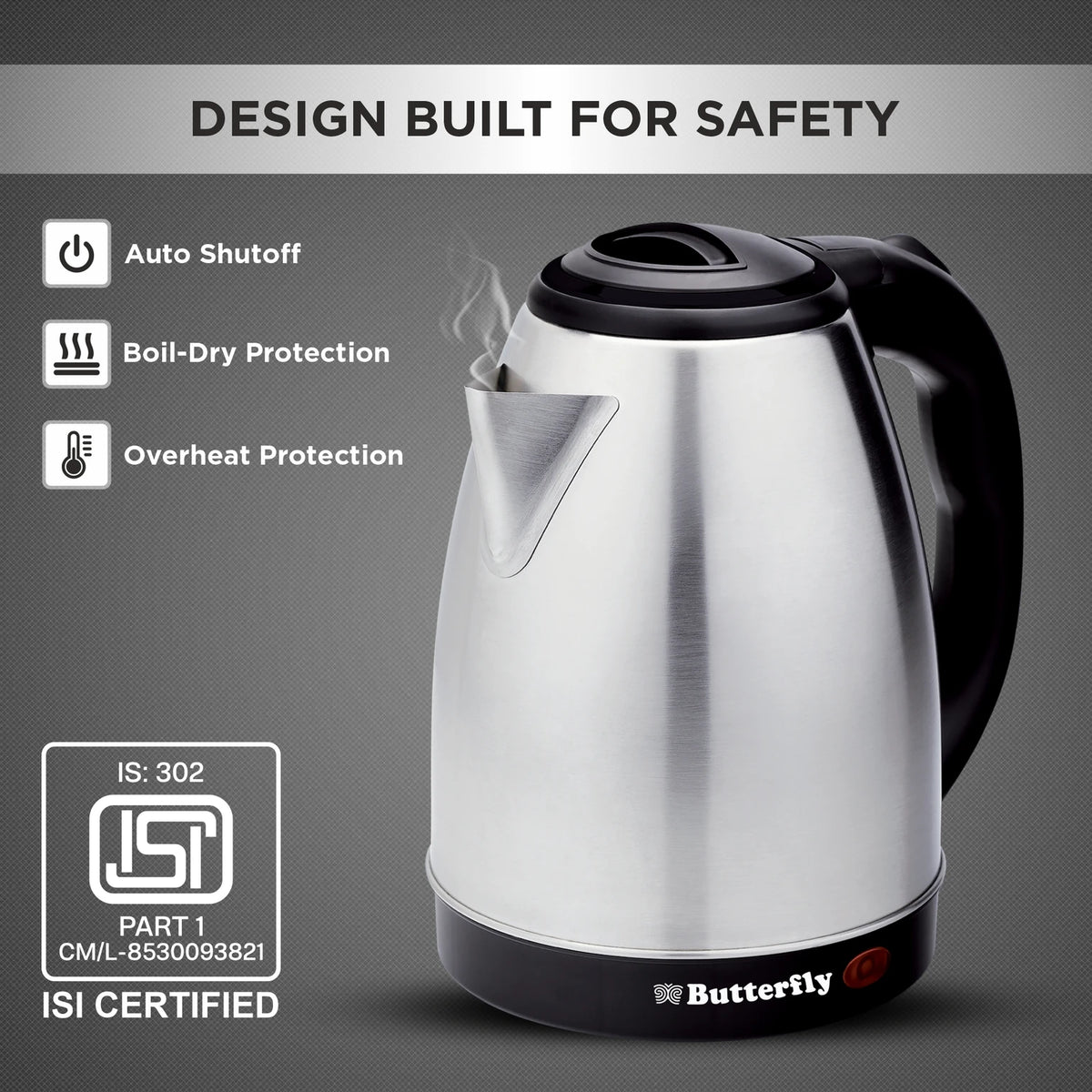 BUTTERFLY:ELECTRIC KETTLE:EVO PRO 1.5 L ELECTRIC KETTLE