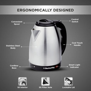 BUTTERFLY:ELECTRIC KETTLE:EVO PRO 1.8 L ELECTRIC KETTLE