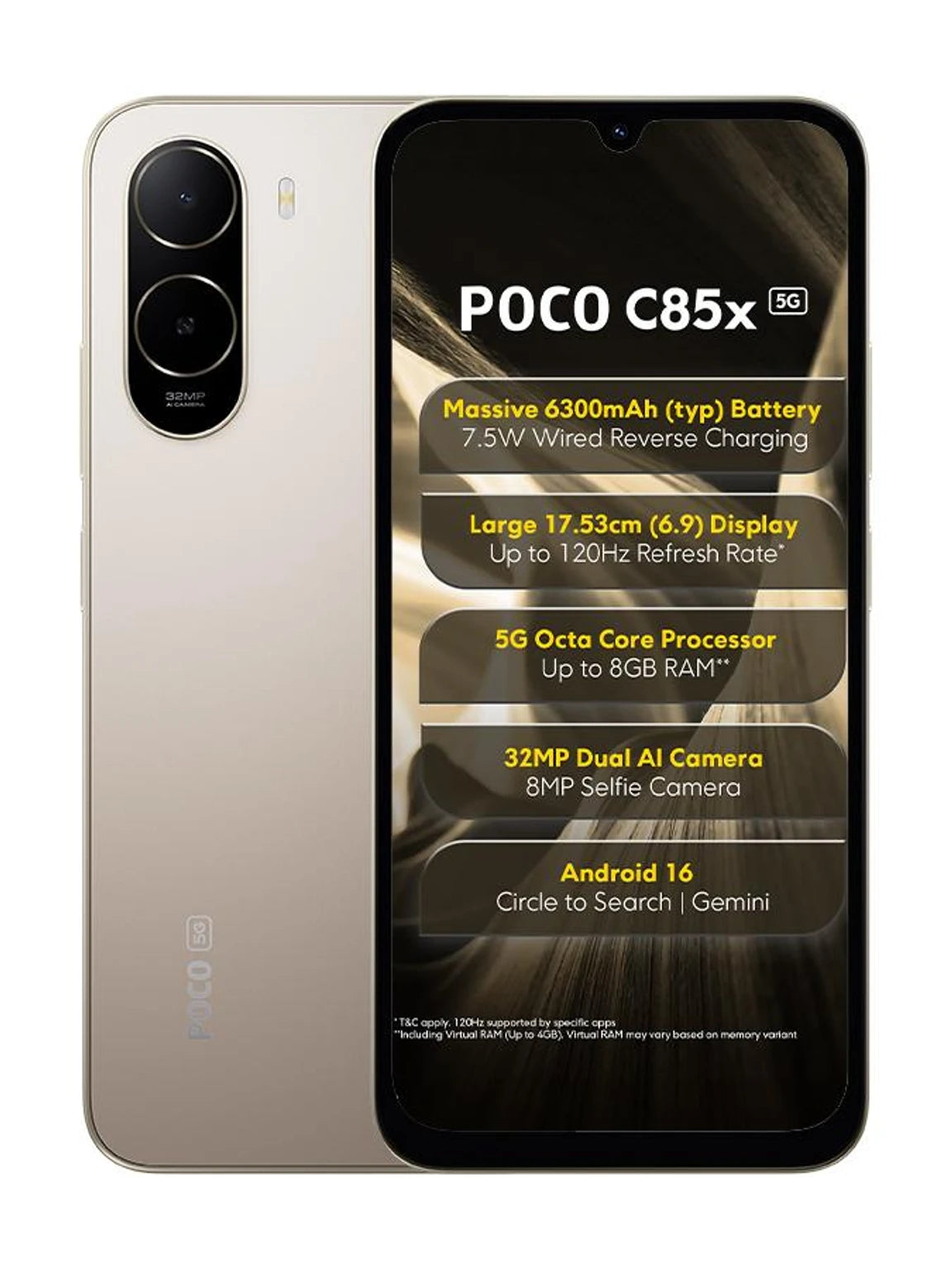 POCO:SMART PHONES:C85X 4/64GB GOLD 5G