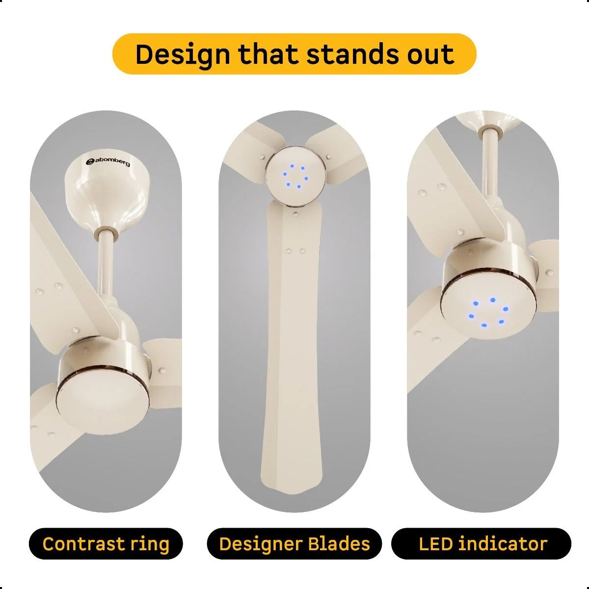 ATOMBERG:CEILING FAN:RENESA HALO SMART 1200MM WITH REMOTE CONTROL | SEA SAND IVORY