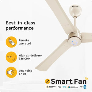 ATOMBERG:CEILING FAN:RENESA HALO SMART 1200MM WITH REMOTE CONTROL | SEA SAND IVORY