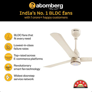 ATOMBERG:CEILING FAN:RENESA HALO SMART 1200MM WITH REMOTE CONTROL | SEA SAND IVORY