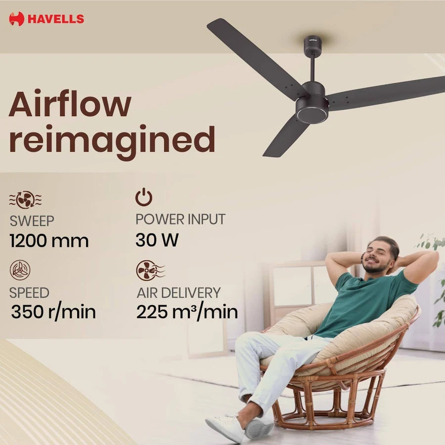 HAVELLS:CEILING FAN:1200 MM FAN EPIC BLDC SMOKE BROWN