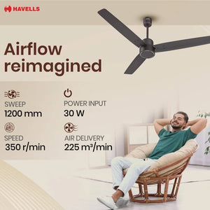 HAVELLS:CEILING FAN:1200 MM FAN EPIC BLDC SMOKE BROWN
