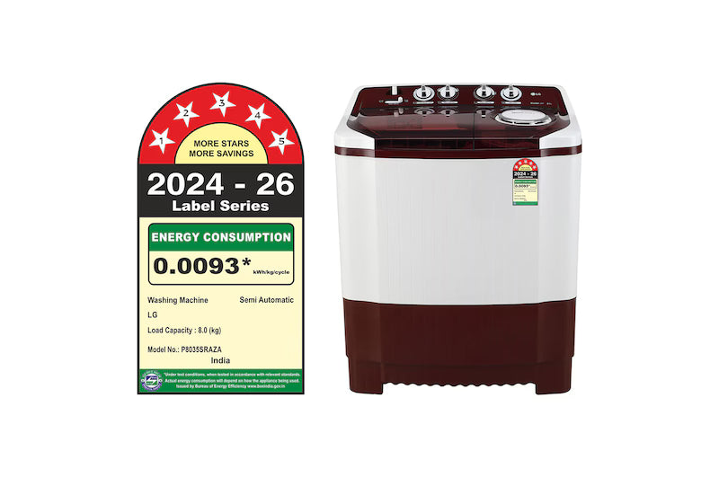 LG:WASHING MACHINE:P8035SRAZA.ABGQEIL 8.0 KG BURGUNDY