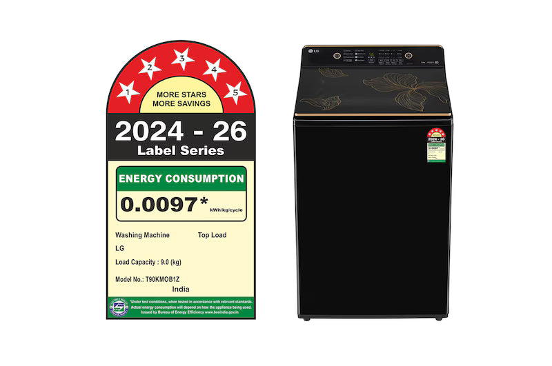 LG:WASHING MACHINE:T90KMOB1Z.ANBQEIL 9 KG ONYX BLACK